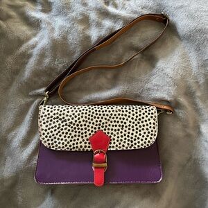 Stylish Purple and Animal print black spots Women's Bag